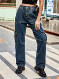 Super Cool Women's Street Denim Cargo Pants with Multi Pockets