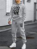 Men's Streetwear Tracksuit with "GOD GOT ME" Print Sports Hoodie Set