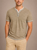 Mens Summer Casual Short Sleeve Henley T Shirt