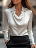 Women's Solid Color Simple Lapel Long Sleeve Blouses