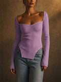 Women Stylish Sweetheart Neck Long Sleeve Ribbed Corset Top