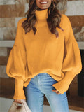 Elegant Knitted Solid Color Sweater