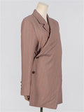 Long Sleeve Stripe Asymmetric Hem Suit Coat for Women