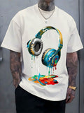 Men's Headphone Graphic Print Casual Short Sleeve T-Shirts