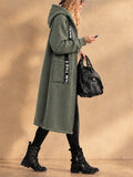 Women Long Hooded Cardigan Fleece Zip Up Oversized Coat