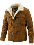 ‌Men’s Winter Lapel Thick Corduroy Fleece Lined Coats