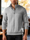 Men's Autumn American Style Twisted Jacquard Zip Up Pullover Sweatshirts
