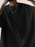 Loose Sporty Short Sleeve Jacquard Plaid Outfits for Men