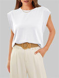 Female Casual Oversized Round Neck Sleeveless Shirt