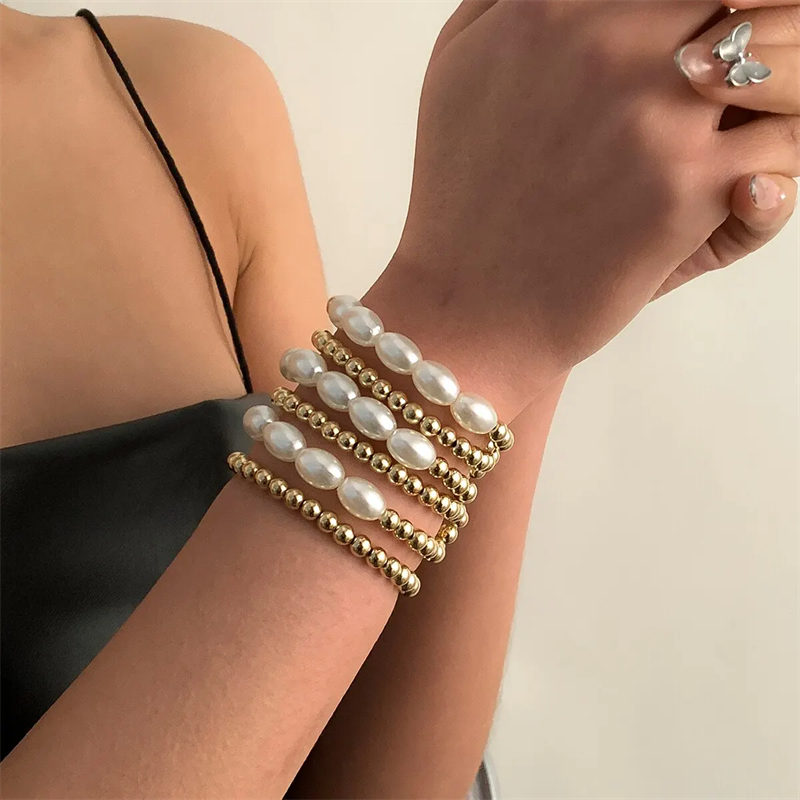 6pcs/Set Artificial Pearl Beads Bracelets for Couple