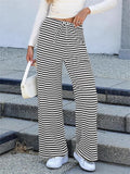 Women's Casual Stripe Drawstring Flared Pants