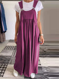 Women's Casual Solid Color Pleated Strappy Dress