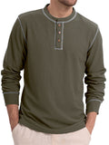 Men's Contrast Trim Long Sleeve Collarless Shirts