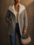 Women Faux Suede Sherpa Lined Open Front Winter Coats