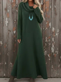 ‌Trendy Women's Autumn High-Neck Long Sleeve Knitted Maxi Dress