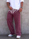 Men's Casual Printed Sports Elastic Waist Wide Leg Straight Trousers