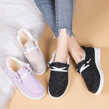 Plush Lined Low-top Canvas Loafers for Women