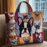 French Bulldog Print Patchwork Tote Bag for Women