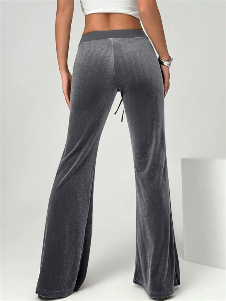 A‌utumn Drawstring Velvet Wide Leg Flared Pants for Women‌