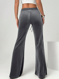 A‌utumn Drawstring Velvet Wide Leg Flared Pants for Women‌