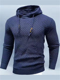 Knitted Men's Warm Jacquard Casual Drawstring Pullover Hoodie