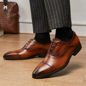 Men's Handsome Pointed Toe Lace Up Leather Oxford Shoes