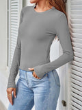 Female Autumn Slim Fit Crew Neck Pullover Shirt