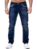 Men Slim Fit Washed Denim Jeans with White Contrast Stitch