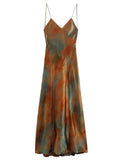 Women's Summer Sexy Print Satin Backless Strap Cocktail Dress
