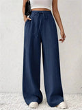 Women's Summer Solid Color Wide Leg Drape Drawstring Pants