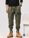 Male Thin Relaxed Fit Ankle-tied Cargo Pants