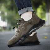 Male's Faux Leather Mesh Patchwork Outdoor Elastic Laces Sneakers