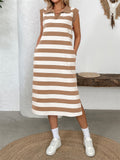 Women's Casual Stripe Lapel Short Sleeve Shirt Dress