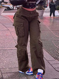 Women's High-Waist Cargo Pants with Multi-Pockets