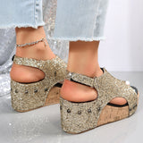 Female Modern Sequin Open Toe Wedge Heel Sandals