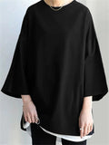 Women Oversized Loose Batwing Sleeve T Shirt Solid Color Comfy Top