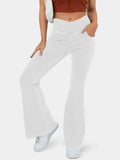 Women's Solid Color Fitted High Stretch Flared Pants