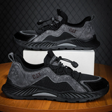 Male's Faux Leather Mesh Patchwork Outdoor Elastic Laces Sneakers