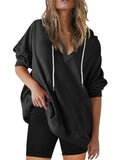 Fashionable Long Sleeve V-neck Hoodies for Ladies