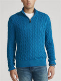 Mens Quarter Zip Pullover Cable Knit Sweater