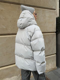 Women's Oversized Detachable Hat Zip-Up Warm Padded Coat