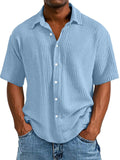 Men's Casual Short Sleeve Lapel Solid Color Shirt