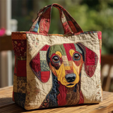 Dachshund Dog Patchwork Quilted Tote Handbags for Women