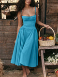 Vintage Spaghetti Strap Bustier Swing Dress for Women