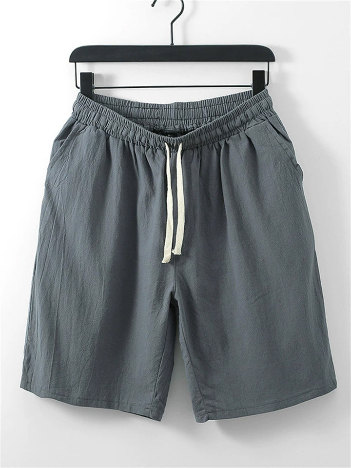 Plus Size Men's Summer Comfy Retro Solid Color Casual Shorts