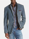 Men's Casual Distressed Single Breasted Blazer Jacket with Pockets
