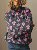 Women's Autumn Floral Long-sleeved Pullover Fleece Sweatshirts