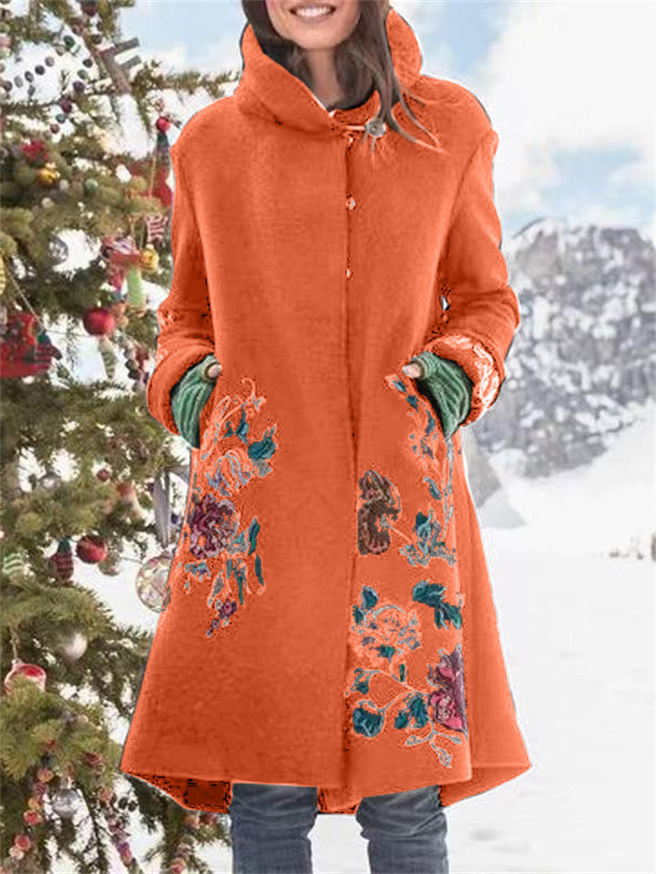 Women's Thermal Leisure Winter Hooded Floral Coats