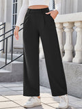 Women's Solid Color Casual Straight Suit Pants
