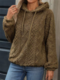 Women's Solid Color Jacquard Long-sleeved Loose Pullover Hoodies